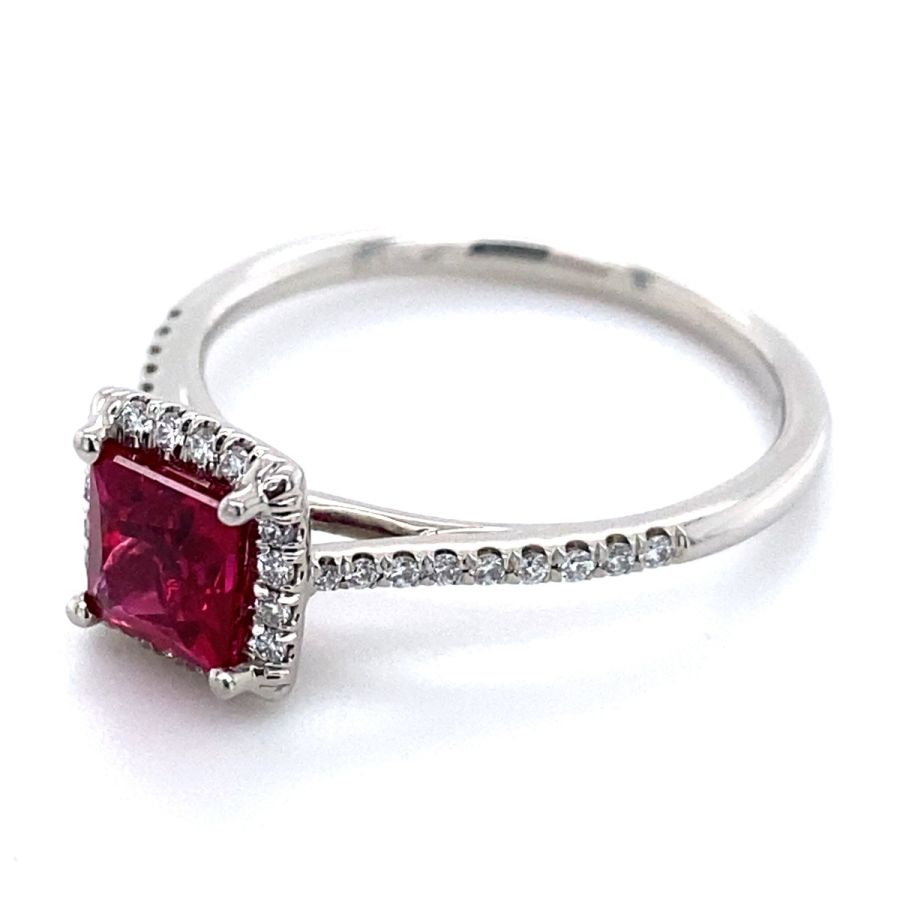 Natural Ruby 1.04 carats set in Platinum Ring with 0.14 carats Diamonds / GRS Report 