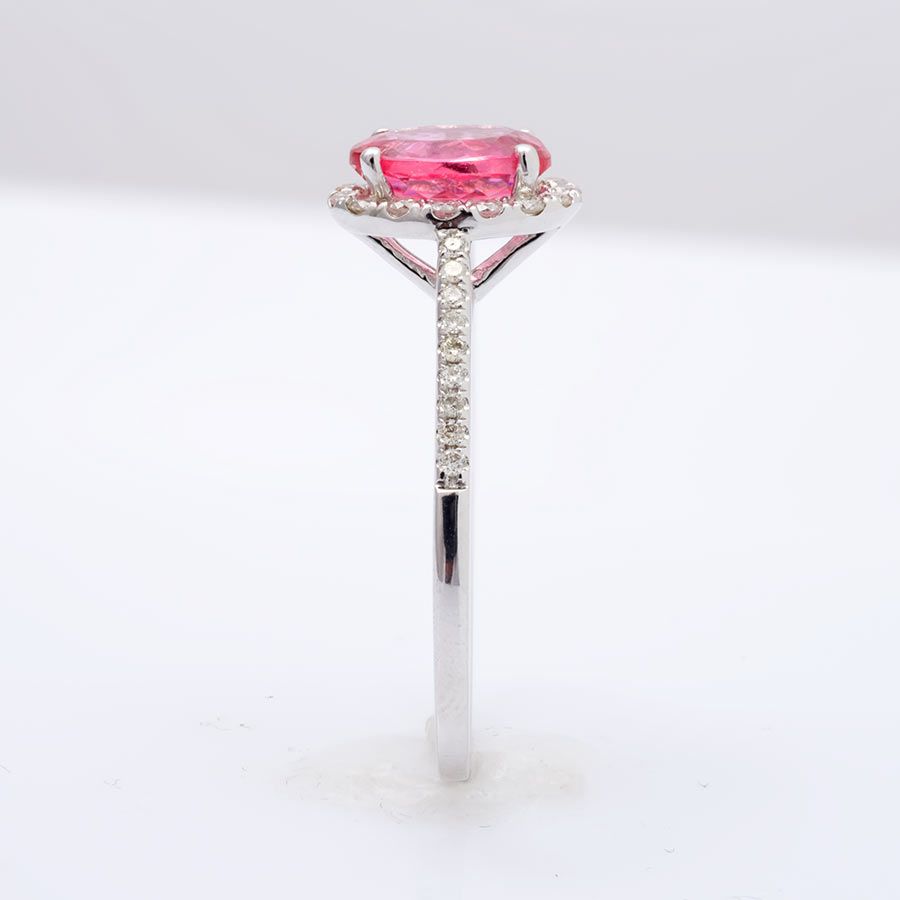 Natural Neon Tanzanian Spinel 1.09 carats set in 14K White Gold Ring with 0.24 carats  Diamonds