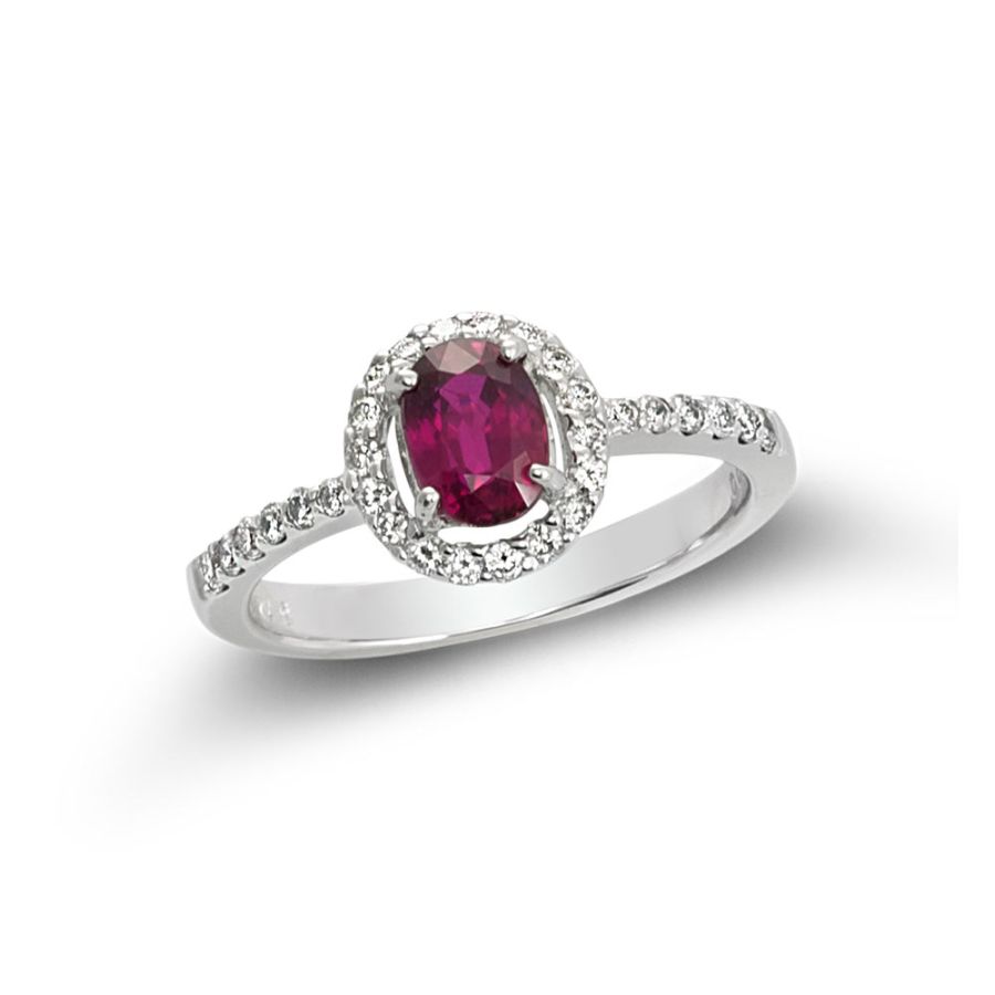 Natural Ruby 1.09 carats set in 14K White Gold Ring with Diamonds