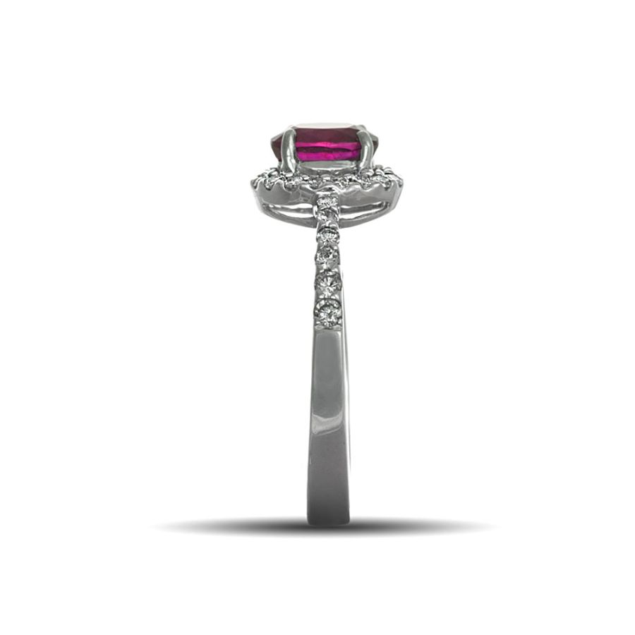 Natural Ruby 1.09 carats set in 14K White Gold Ring with Diamonds