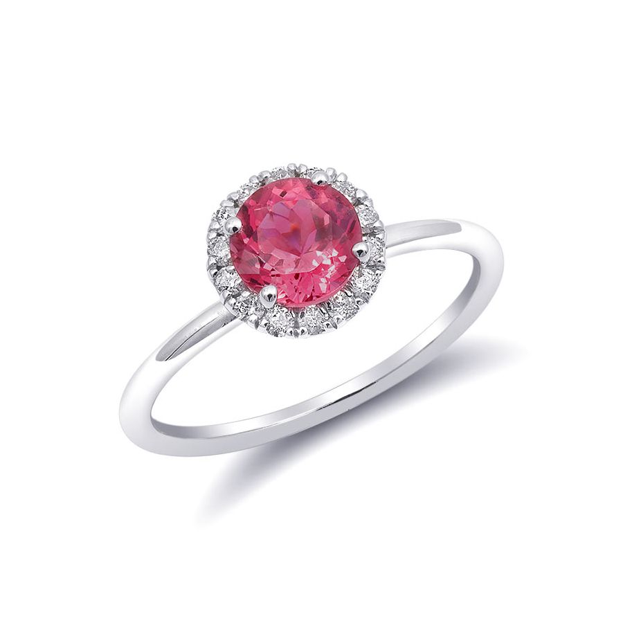 Natural Neon Tanzanian Spinel 1.20 carats set in 14K White Gold with 0.15 carats Diamonds