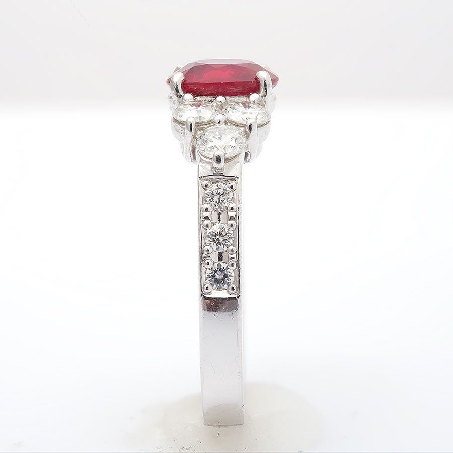 Natural Burma Ruby 1.34 carats set in Platinum Ring with 0.82 carats Diamonds / GIA Report & video