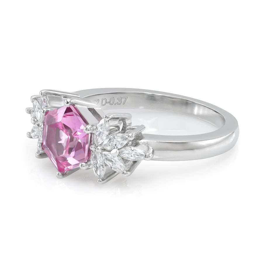 Natural Unheated Purple Pink Sapphire Ring 1.52 carats set in Platinum Ring with 0.37 carats Diamonds / GIA Report