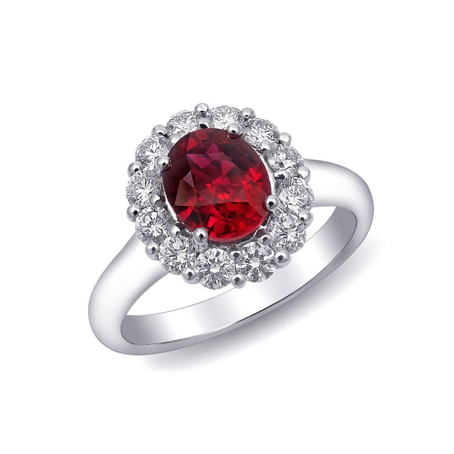 Natural Ruby 1.53 carats set in 18K White Gold Ring with 0.70 carats Diamonds