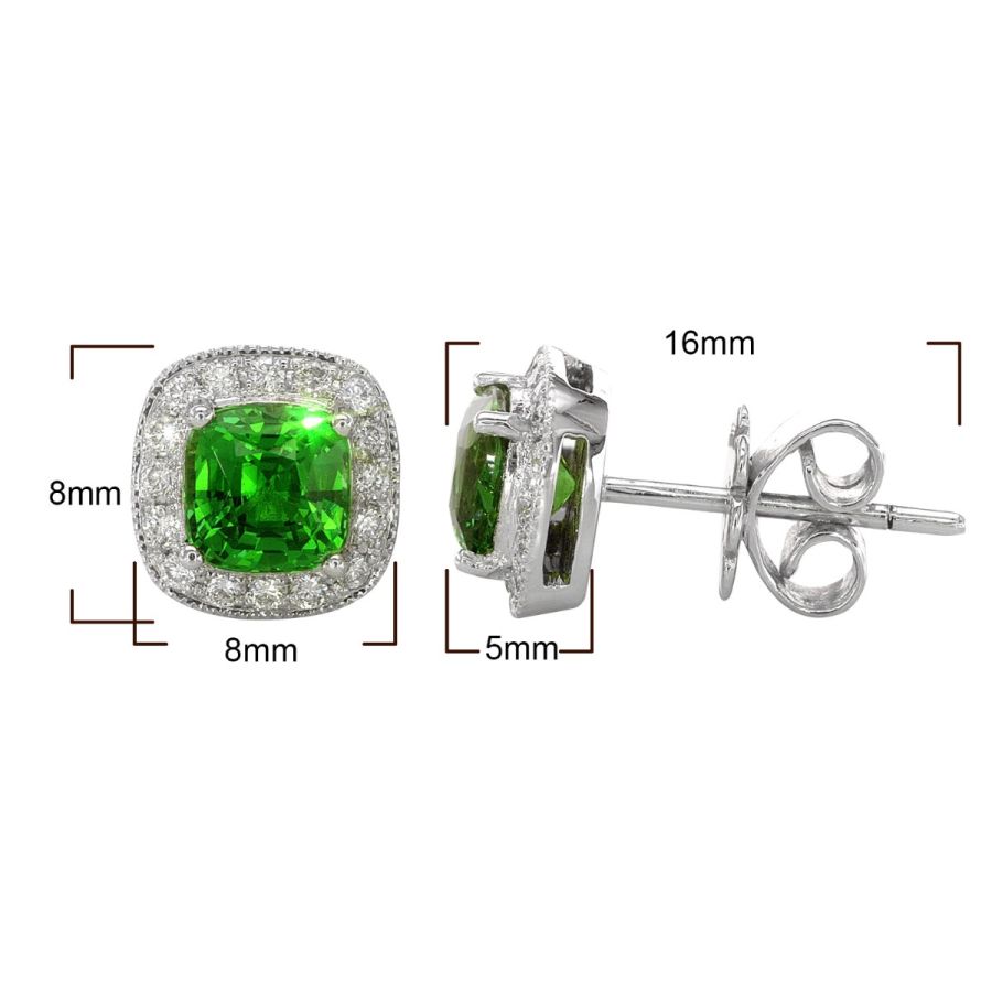 Natural Tsavorite 1.59 carats set in 14K White Gold Earrings with 0.20 carats Diamonds 