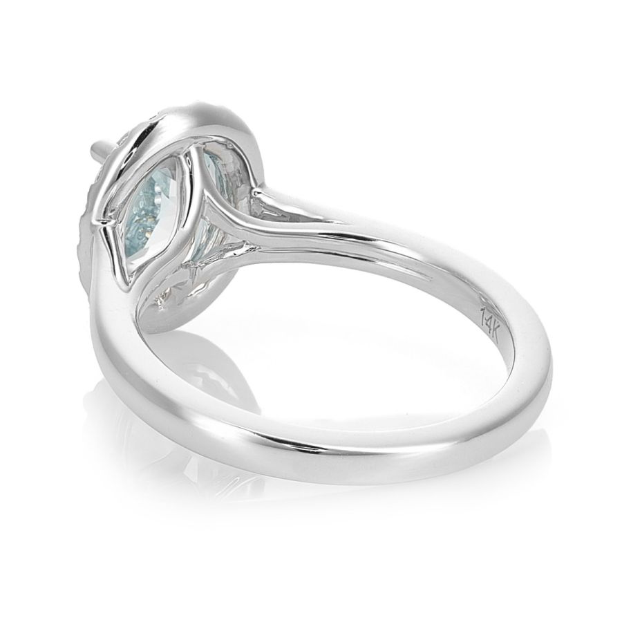 Natural Aquamarine 1.66 carats set in 14K White Gold Ring with 0.15 carats 