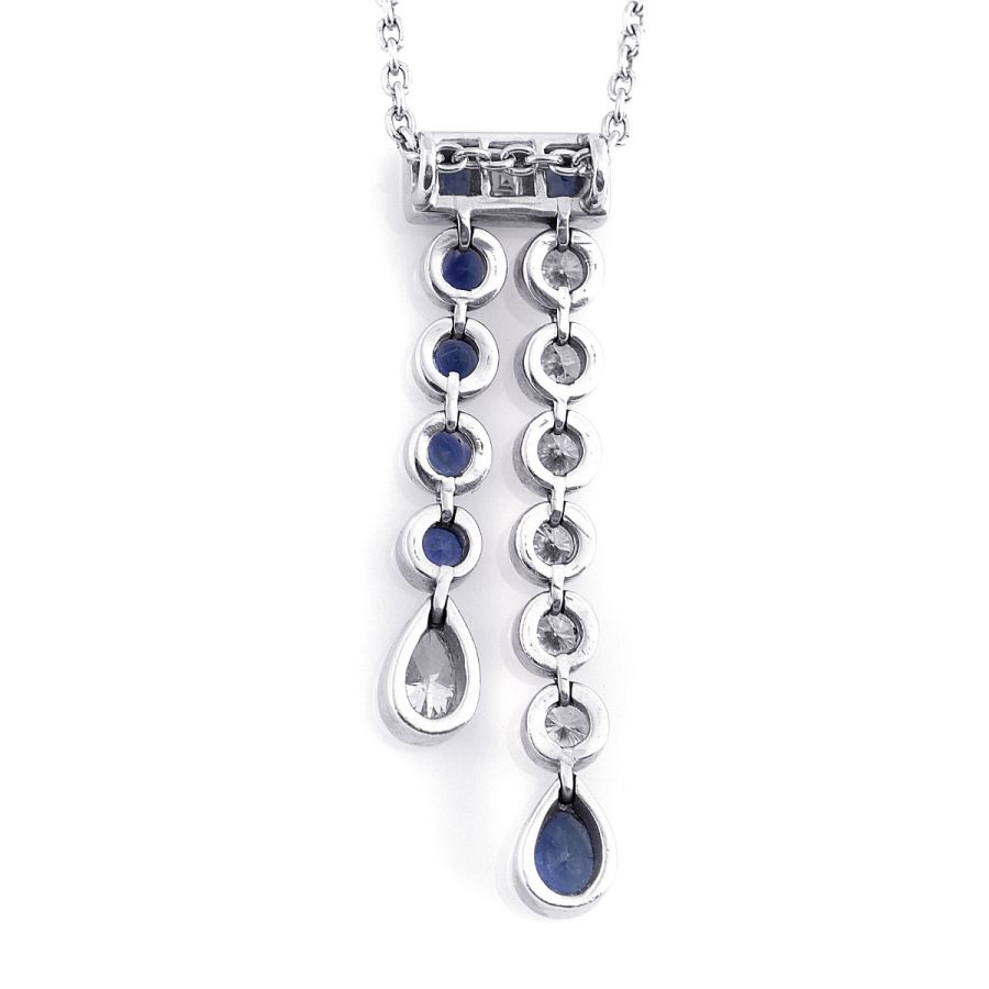 Natural Blue Sapphires 1.85 carats set in Platinum Pendant with 1.55 carats Diamonds / Guild Lab. Report