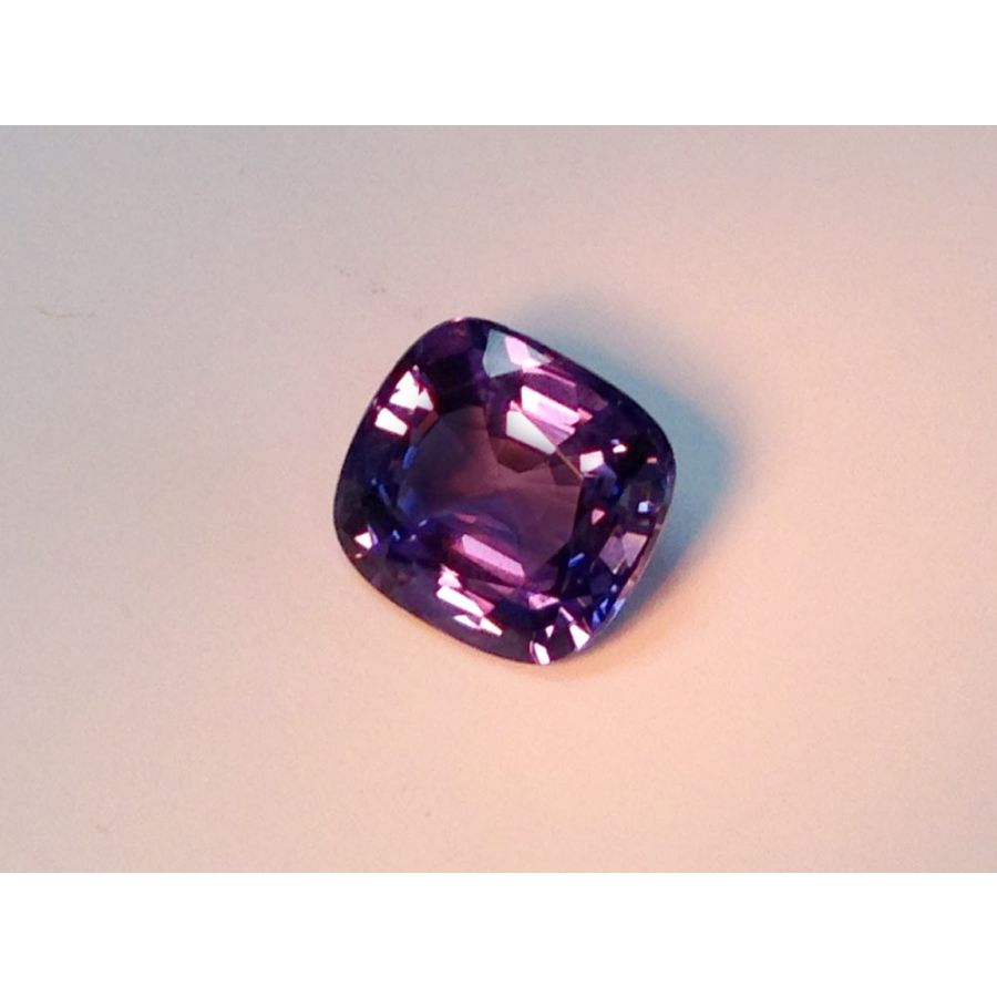 Natural Unheated Color Change Sapphire bluish violet to purple cushion shape 1.85 carats with GIA Report