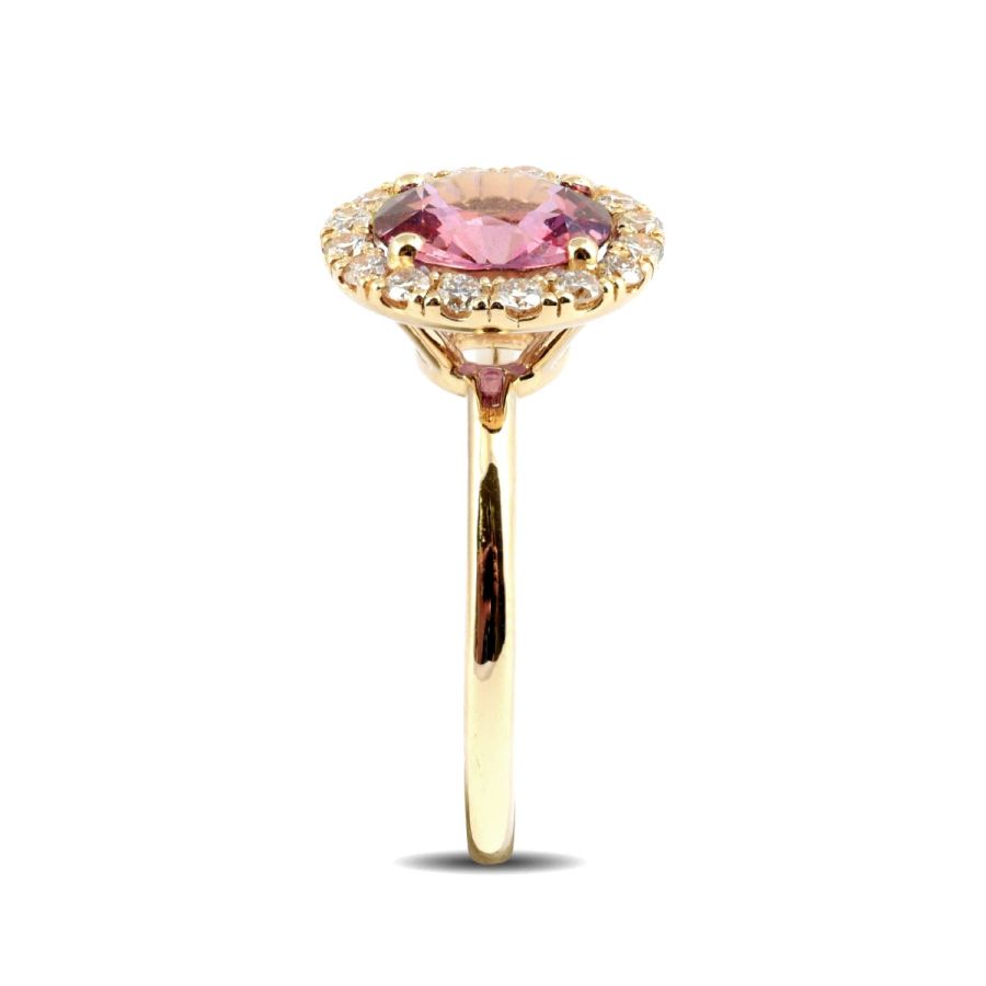 Natural Pink Sapphire 1.93 carats set in 14K Yellow Gold Ring with 0.31 carats Diamonds 