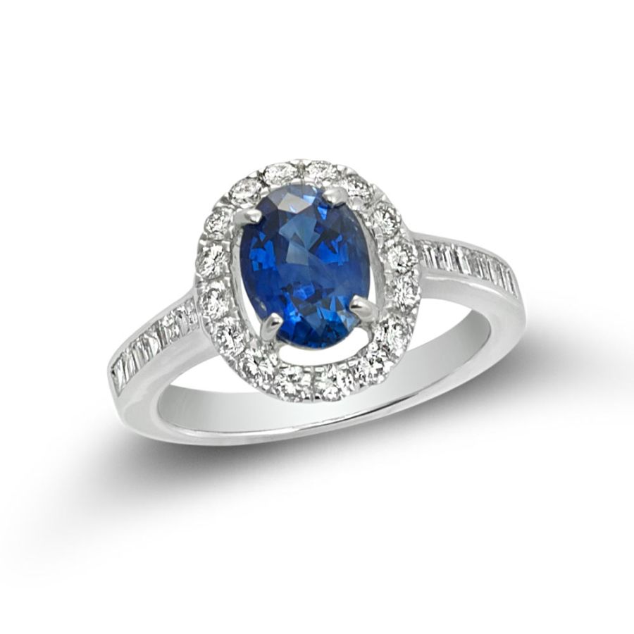 Blue Sapphire Ring 2.01cts Natural Gemstone 14K White Gold Engagement / Cocktail