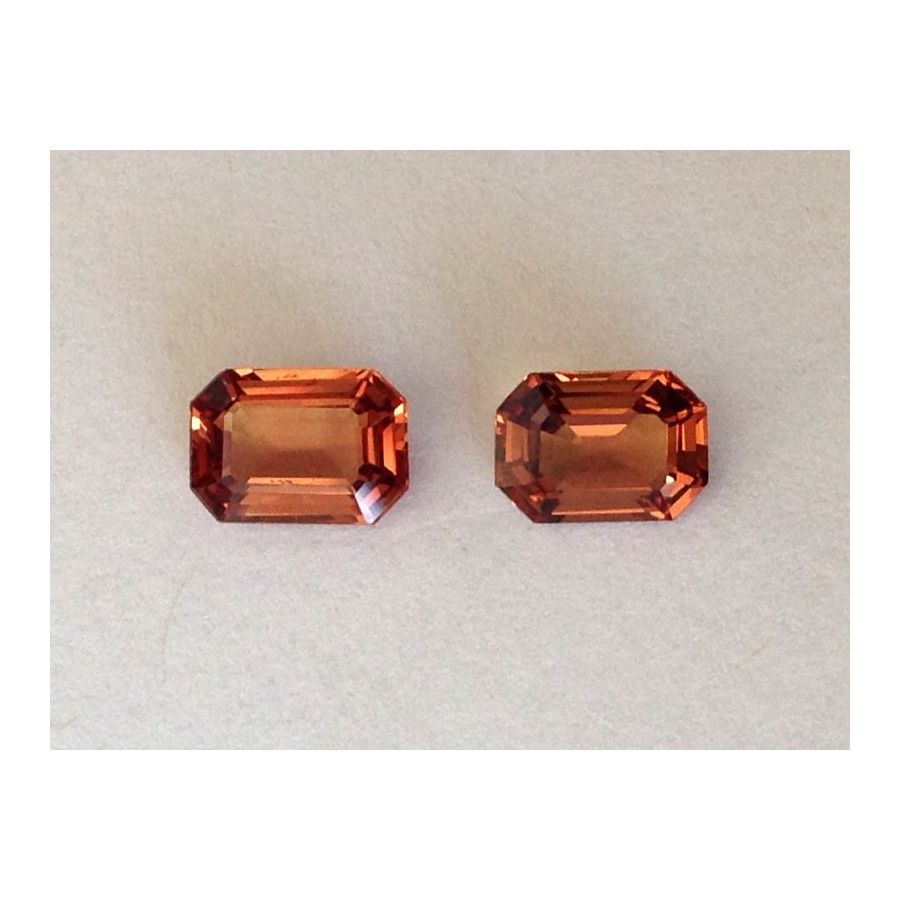 Natural Unheated Orange Sapphires Matching Pair orange color octagonal shape 2.13 carats with Gem and Jewelry Institute of Thailand Report