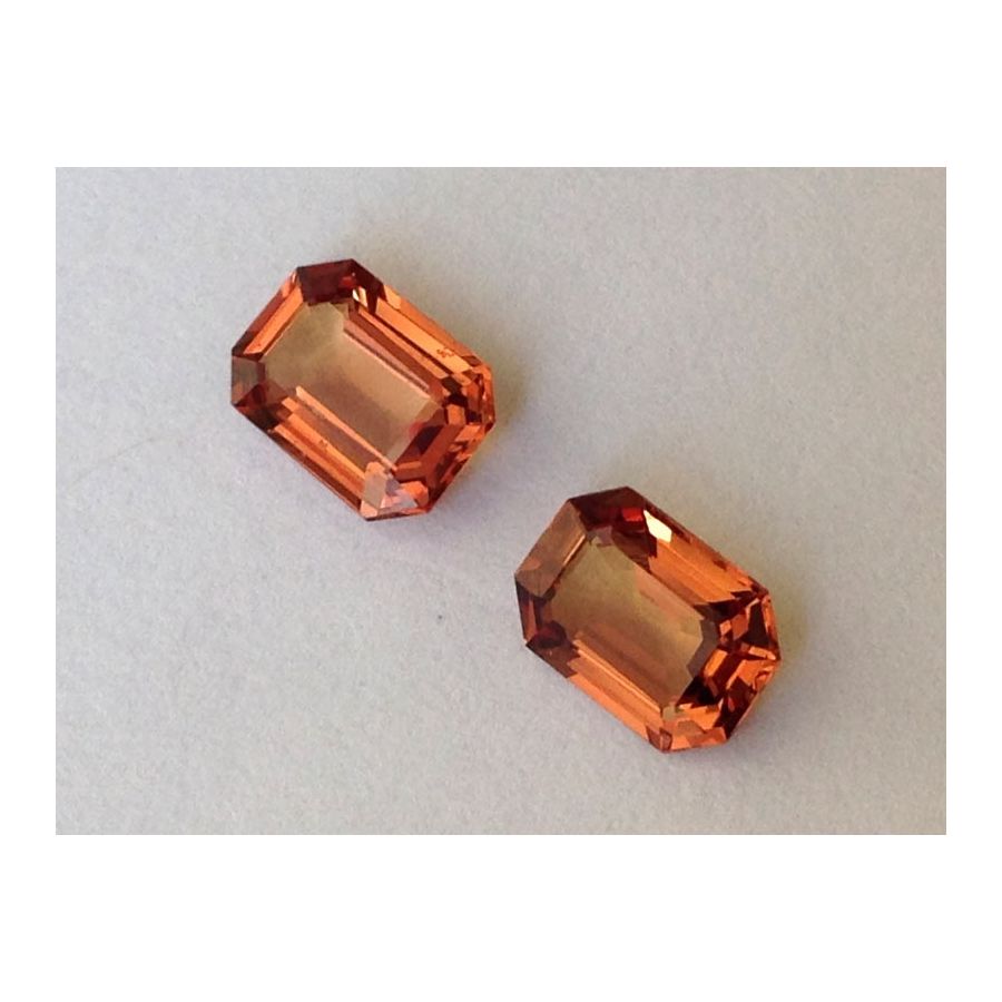 Natural Unheated Orange Sapphires Matching Pair orange color octagonal shape 2.13 carats with Gem and Jewelry Institute of Thailand Report