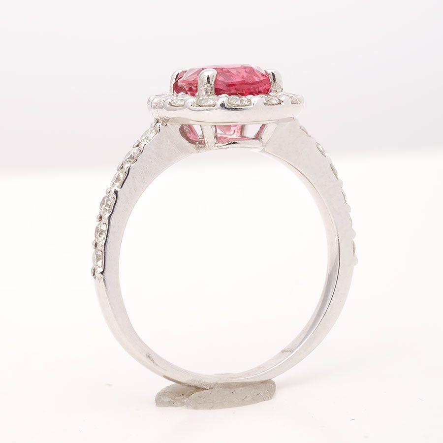Natural Neon Tanzanian Spinel 2.36 carats set in 14K White Gold Ring with 0.73 carats Diamonds