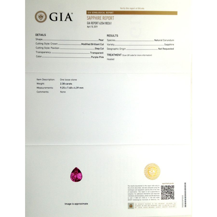 Natural Heated Pink Sapphire 2.38 carats 