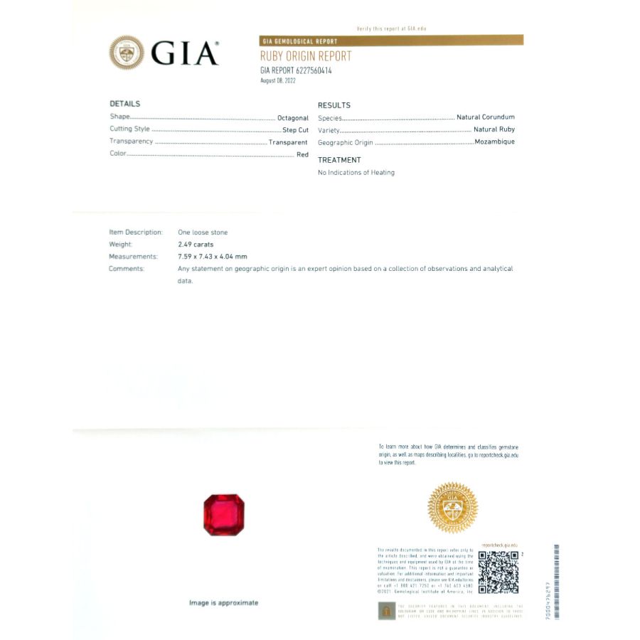 Natural Unheated Mozambique Ruby 2.49 carats with GIA Report