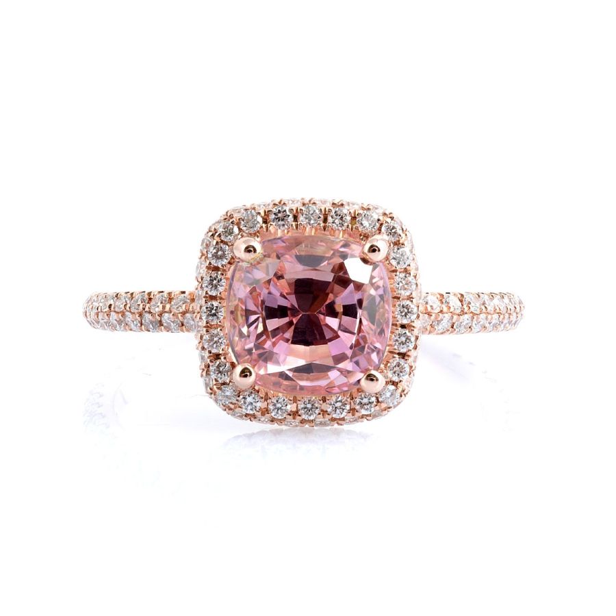 Natural Unheated Pink Sapphire 2.64 carats set in 14K Rose Gold Ring with 0.50 carats Diamonds / GIA Report 