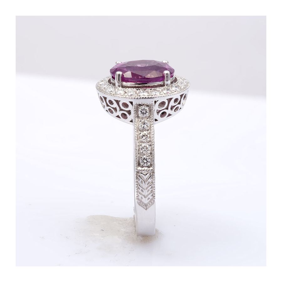 Gorgeous Wedding Pink Sapphire Ring 2.64cts 18K White Gold Stylish / Classic / Engagement
