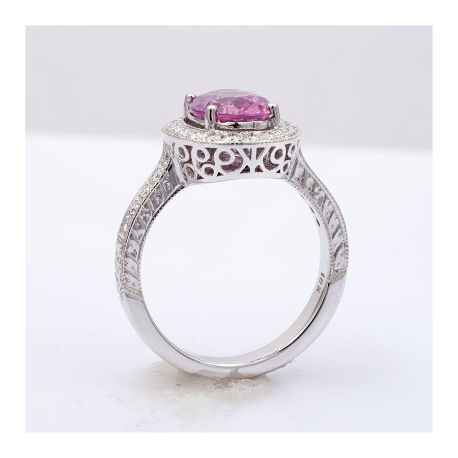 Gorgeous Wedding Pink Sapphire Ring 2.64cts 18K White Gold Stylish / Classic / Engagement