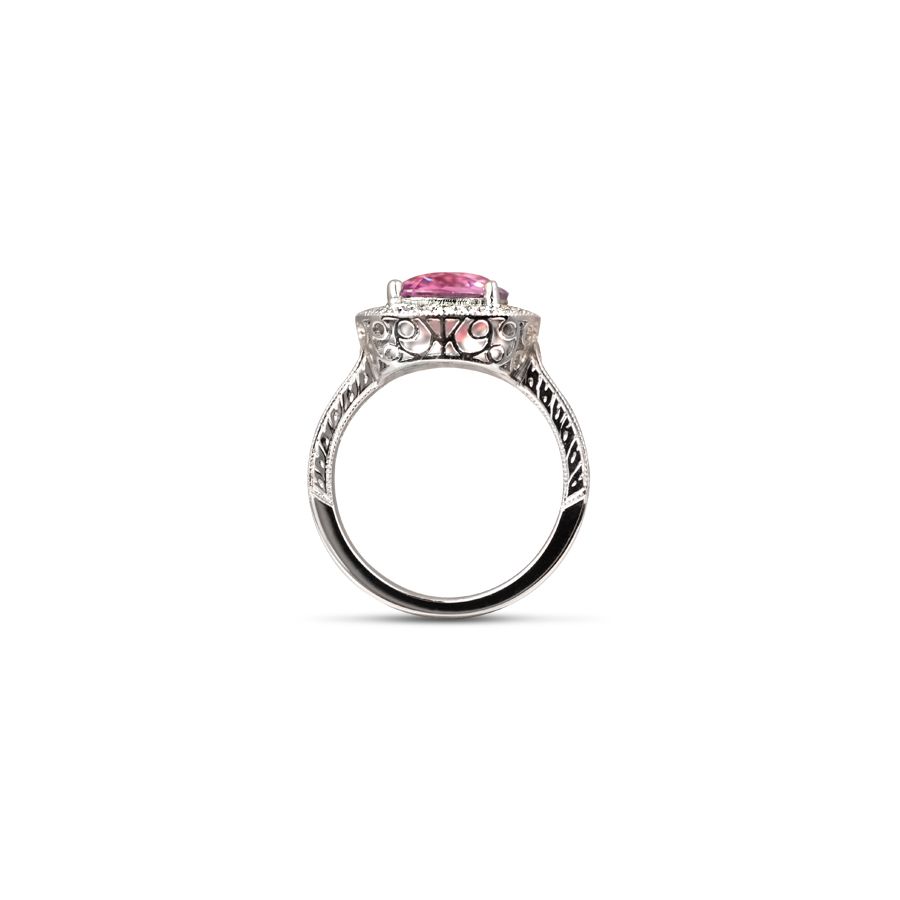  3.08cts PINK SAPPHIRE AND DIAMOND RING 18KWG - SOLD