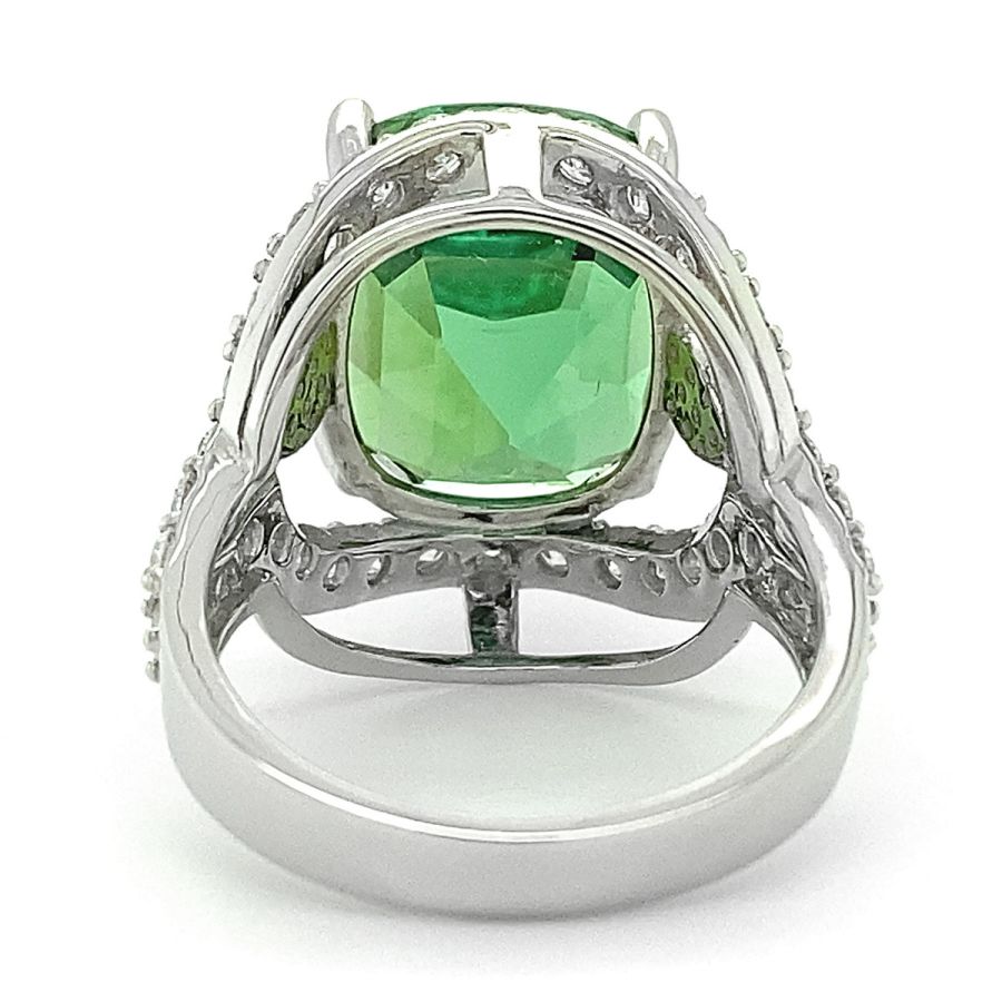 Exceptional Quality Jaba Mine Afghan Tourmaline 13.93 carats set in Platinum Ring with 2.08 carats Diamonds