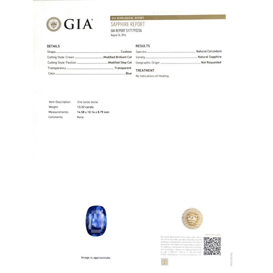 Rare Fine Unheated Cornflower Blue Sapphire 13.32 carats from Sri Lanka set in Platinum Ring with 1.96 carats Diamonds / GIA Report