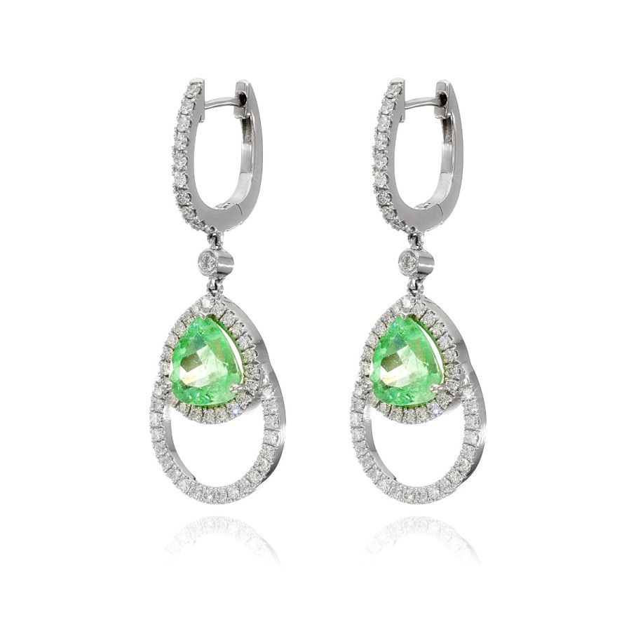 Natural Mozambique Paraiba Tourmalines 3.13 carats set in 18K White Gold Earrings with 0.92 carats Diamonds / GIA Reports