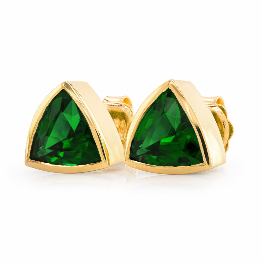 Natural Chrome Tourmalines 3.59 carats set in 18K Yellow Gold Earrings