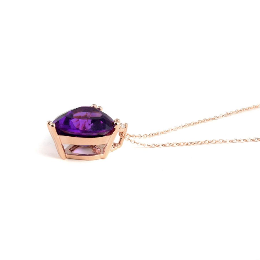 Natural Amethyst 3.80 carats set in 14K Rose Gold Pendant with 0.10 carats Diamonds