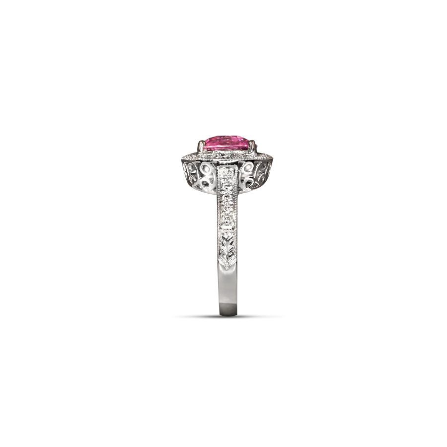  3.08cts PINK SAPPHIRE AND DIAMOND RING 18KWG - SOLD