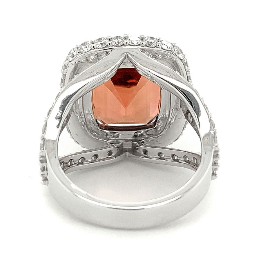 Natural Orange Tourmaline 11.86 carats set in 18K White Gold Ring with 3.11 carats Diamonds 