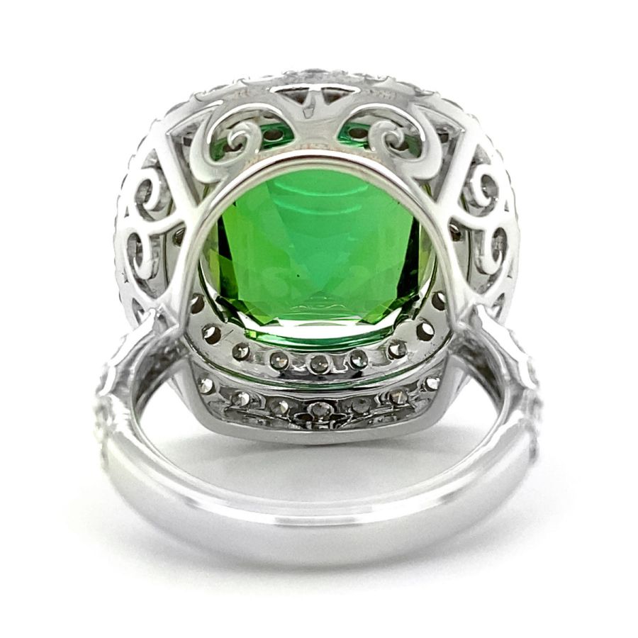 Exceptional Quality Fine Afghan Tourmaline 15.33 carats set in 18K White Gold Ring with 2.19 carats Diamonds 