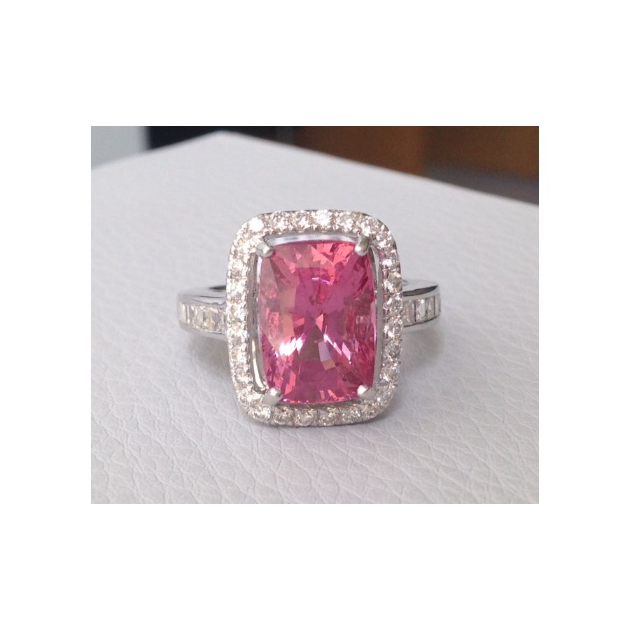 Pink Spinel Large Gem Ring 6.77cts 14K White Gold Dazzling Diamonds Engagement / Statement - sold