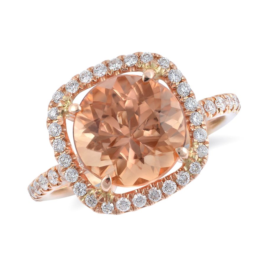 Natural Imperial Topaz 4.02 carats set in 18K Rose Gold Ring with 0.69 carats Diamonds