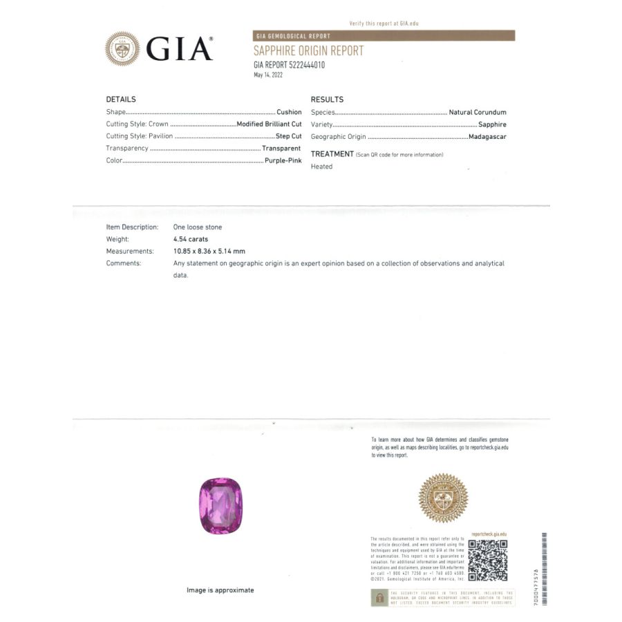 Natural Madagascar Pink Sapphire 4.54 carats set in 18K White Gold Ring with 0.95 carats Diamonds / GIA Report
