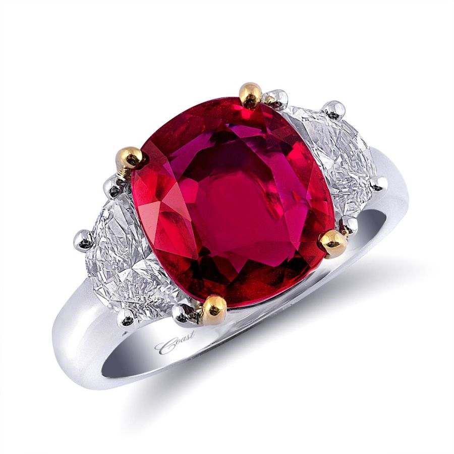Natural Ruby 5.05 carats set in Platinum Ring with 0.97 carats Diamonds / GRS Report 