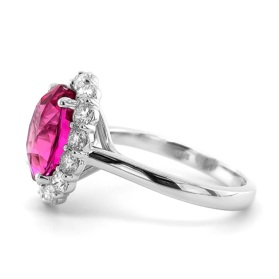 Natural Madagascar Pink Sapphire 5.34 carats set in 18K White Gold Ring with 0.94 carats Diamonds / GIA Report