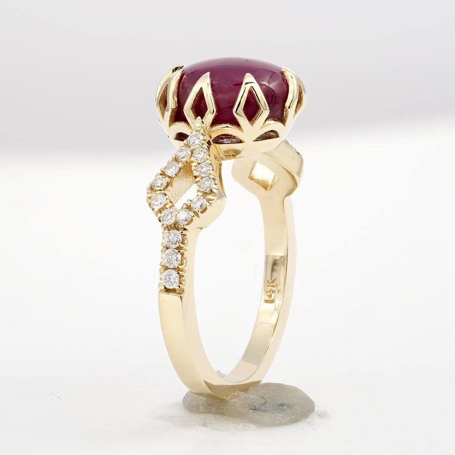 Burma Star Ruby 5.45 carats set in 14K Yellow Gold Ring with 0.22 carats Diamonds / GIA Report