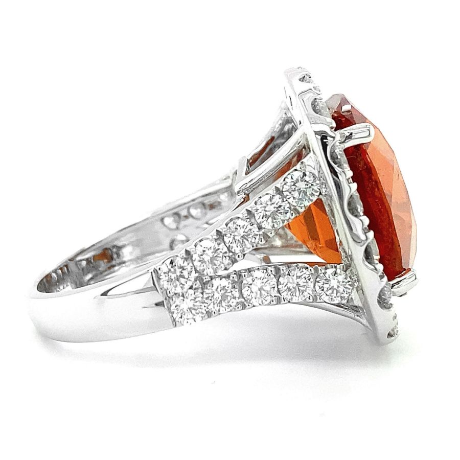 Natural Spessartite Garnet 18.48 carats set in 18K White Gold Ring with 3.22 carats Diamonds 