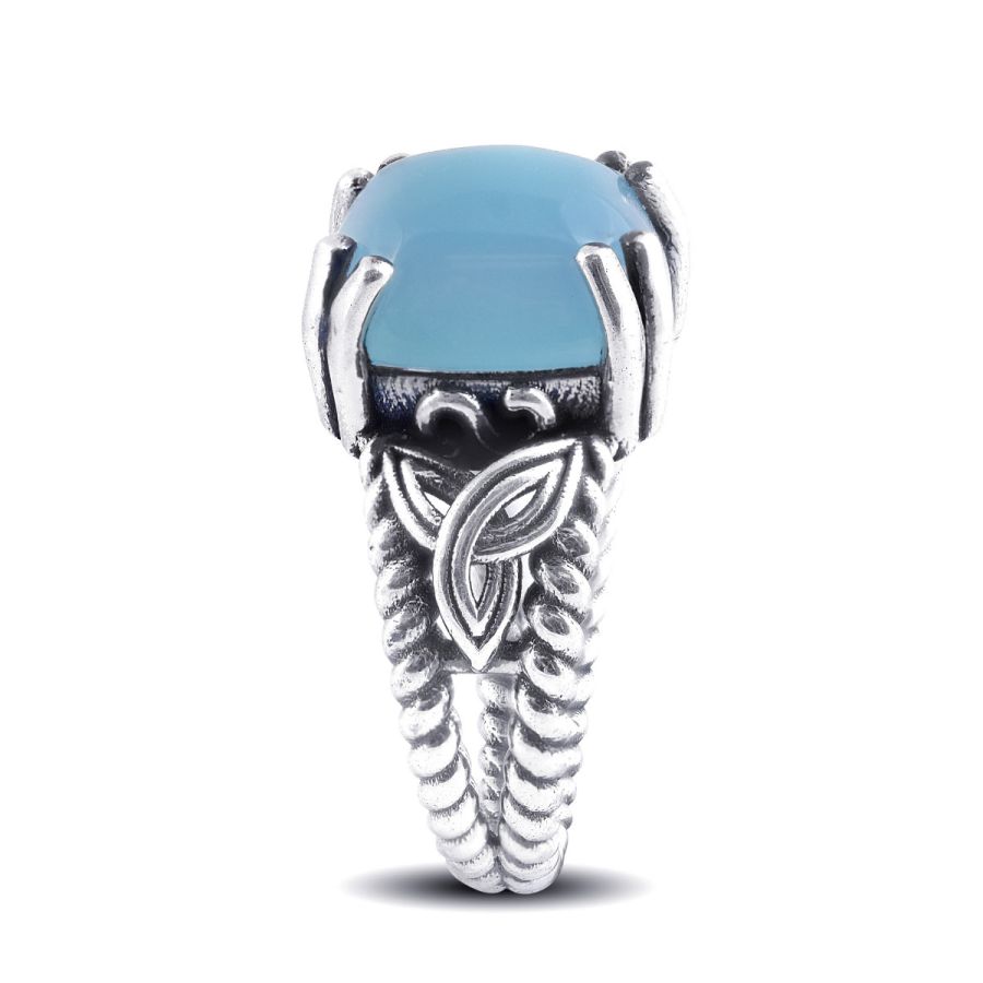 "Paraiba" color Agate 6.42 carats set in Silver Ring