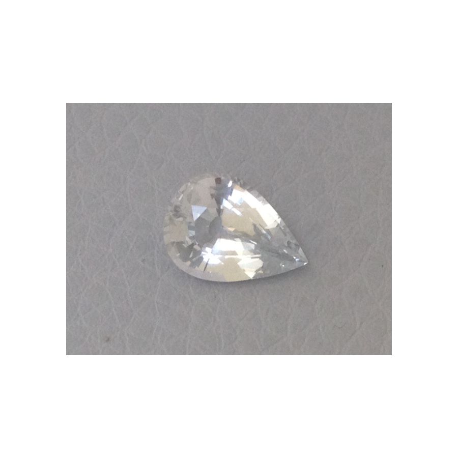 Natural Heated White Sapphire coloress  pear shape 1.70 carats