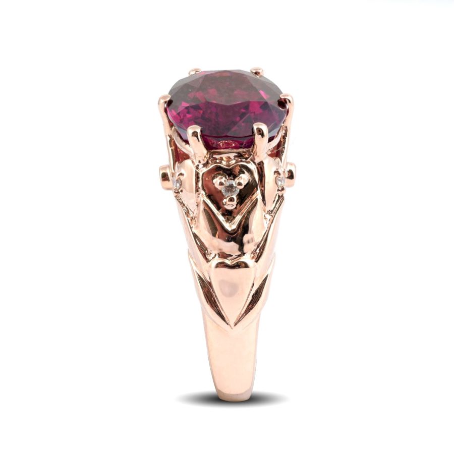 Natural Purple Grape Garnet 7.32 carats set in 14K Rose Gold Ring with 0.08 carats Diamonds 