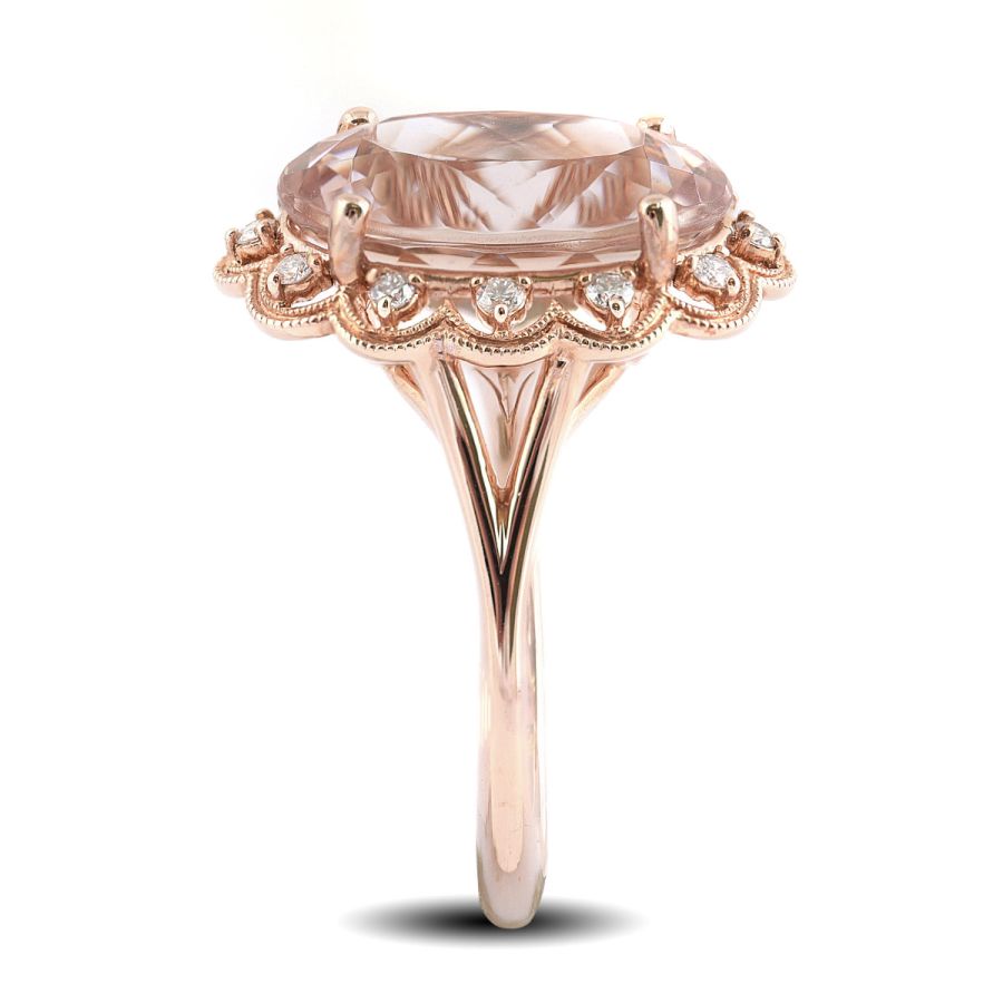 Natural Morganite 7.51 carats set in 14K Rose Gold Ring with 0.17 carats Diamonds 