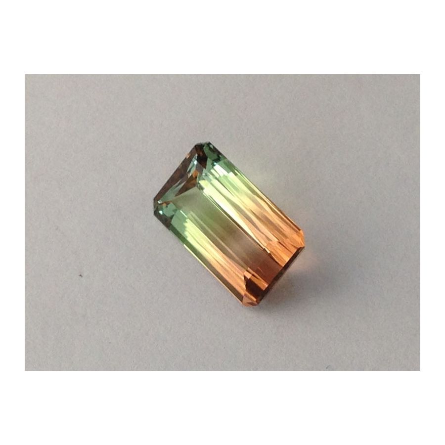 Natural Bi-Color Tourmaline green-brown color rectangular shape 7.56 carats