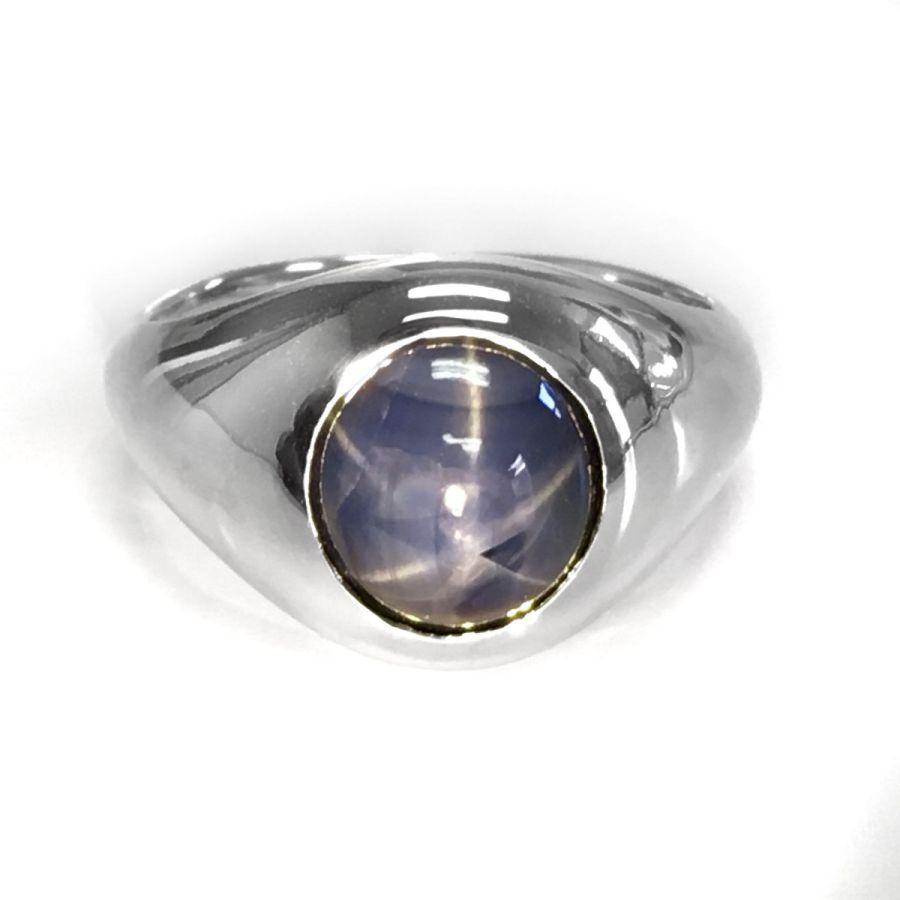Natural Burma Blue Star Sapphire 7.96 carats set in 14K White Gold Men's Ring