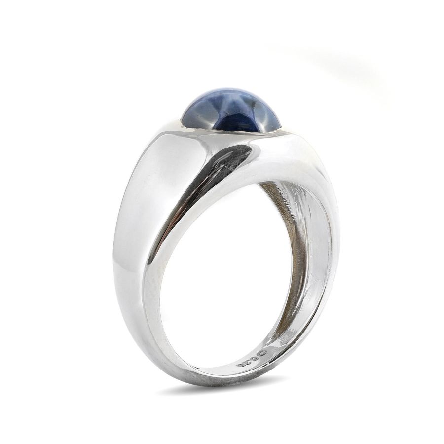 Natural Burma Blue Star Sapphire 8.97 carats set in 14K White Gold Men's Ring