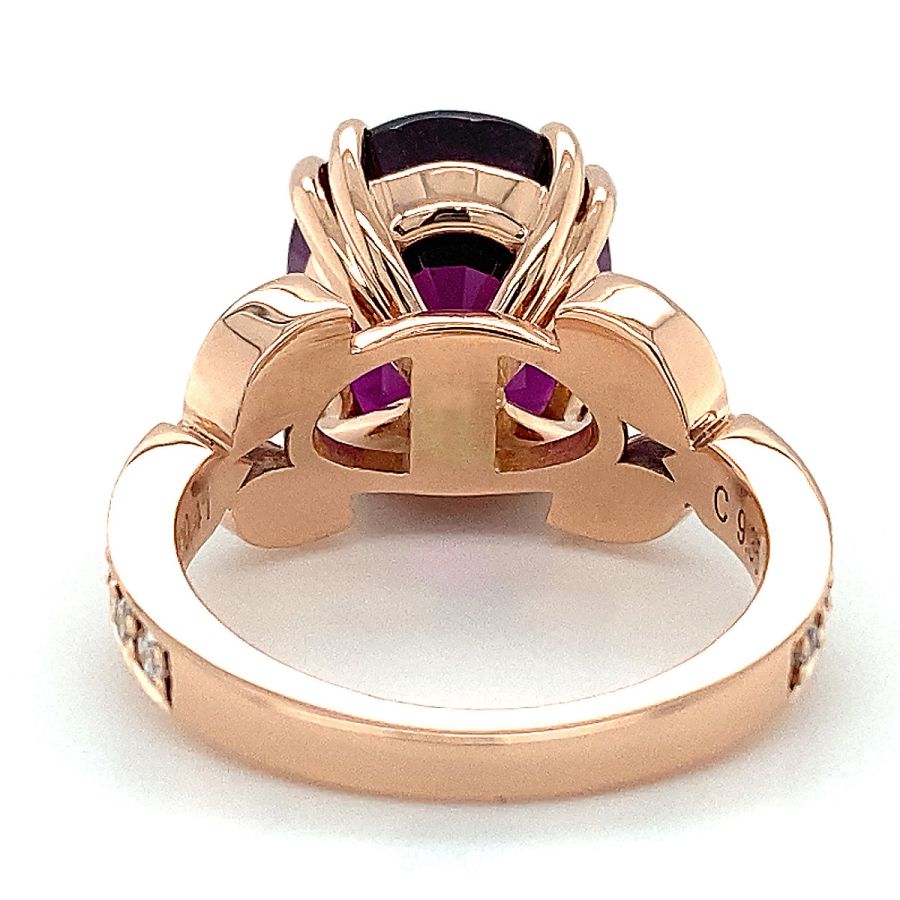 Natural Neon Purple Garnet 9.35 carats set in 18K Rose Gold Ring with 0.41 carats Diamonds 