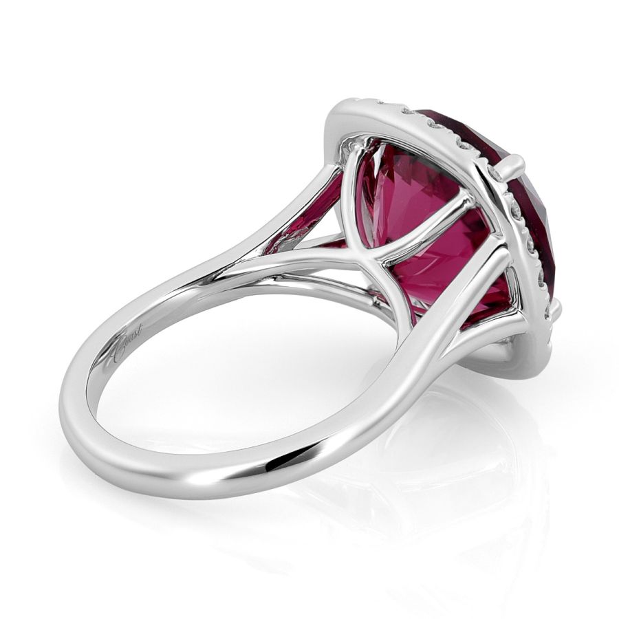 Natural Red Tourmaline 9.77 carats set in 14K White Gold Ring with 0.48 carats Diamonds