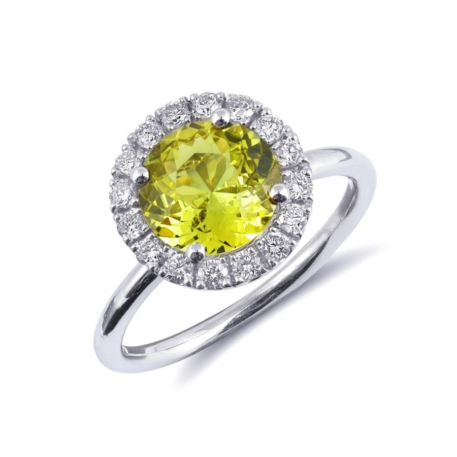 Natural Chrysoberyl 1.75 carats set in 14K White Gold Ring with 0.31 carats Diamonds