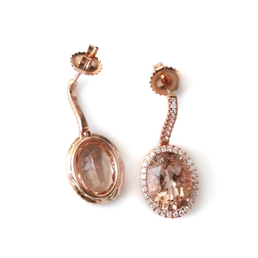 Natural Morganites 7.08 carats set in 14K Rose Gold Earrings with 0.47 carats Diamonds 