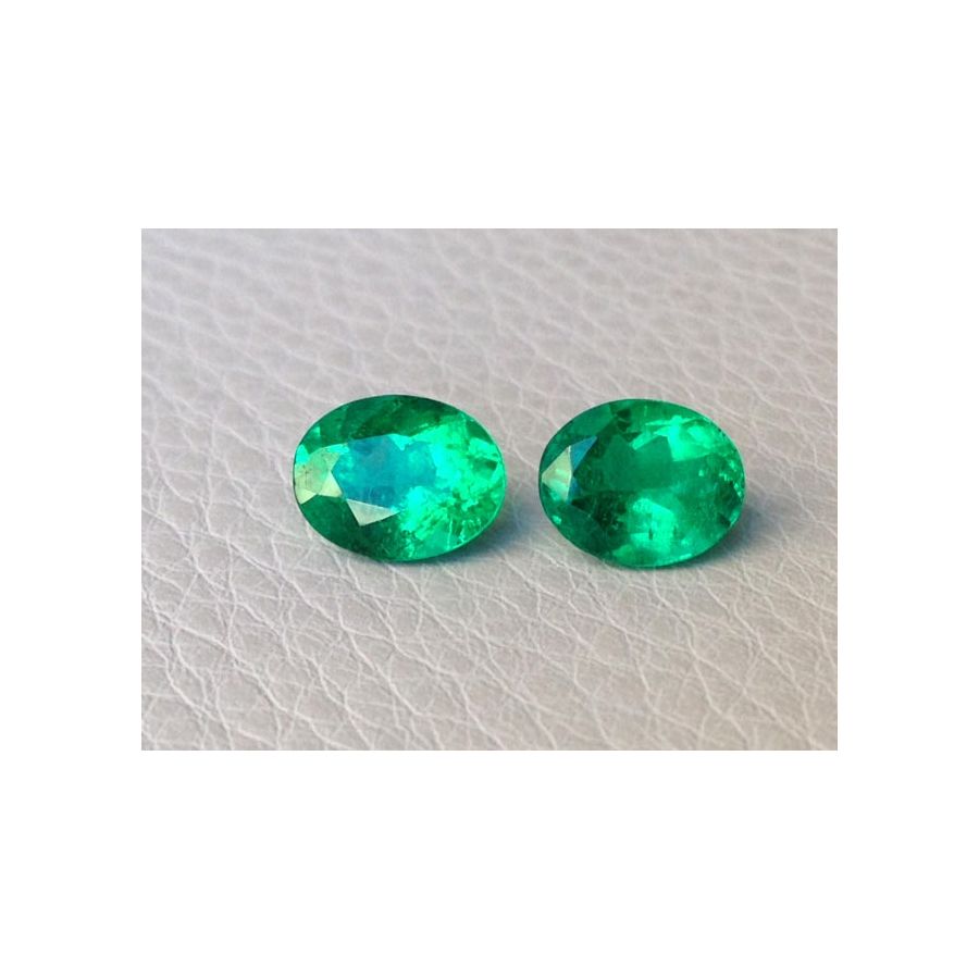 Natural Colombian Emeralds matching pair oval shape 2.61 carats with GIA Report